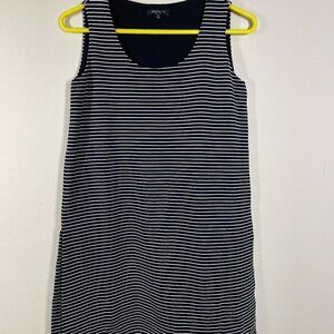 Lafayette 148 Tank Dress Size P (S) Black White Striped Scoop Neck Side Slits!